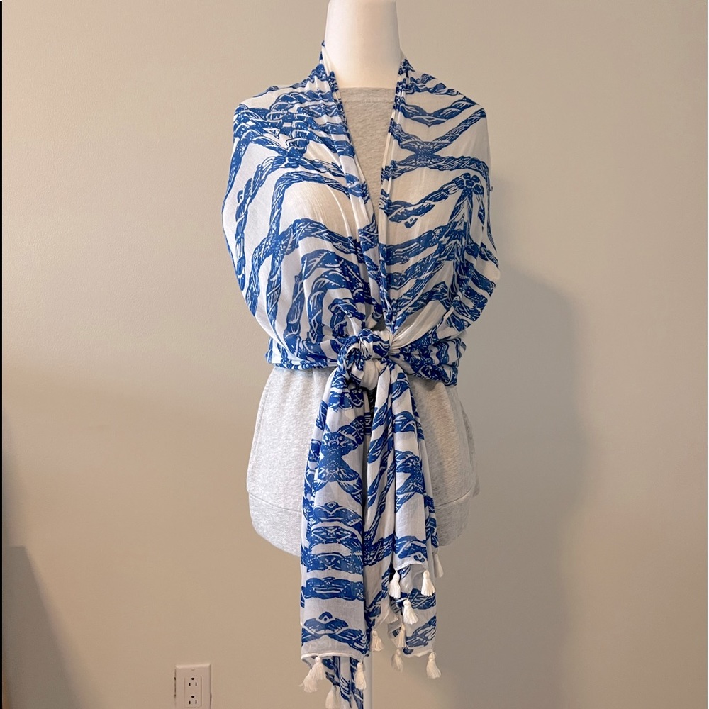 Loft - Nautical Blue, White Scarf / Wrap